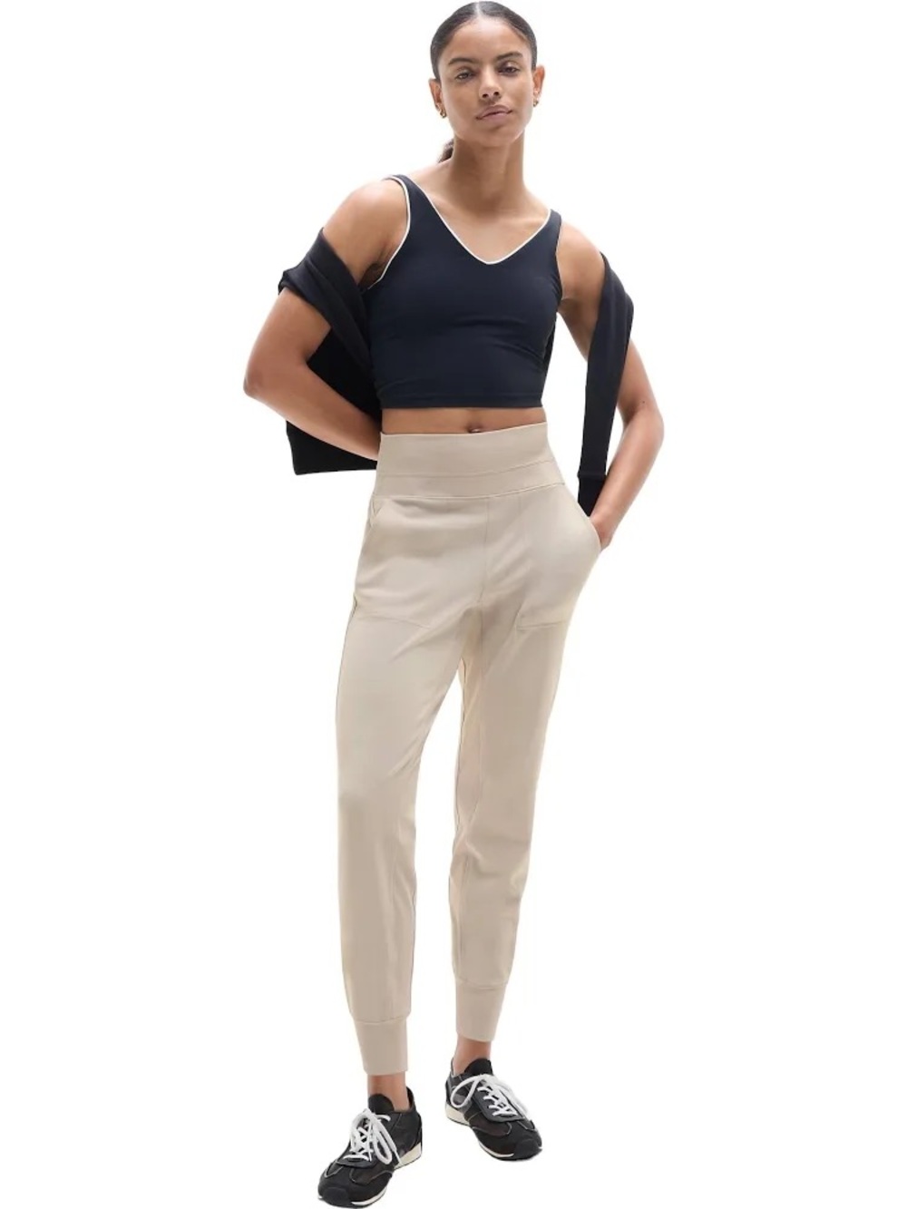 Athleta Venice High Rise Jogger All-Way Stretch Fabric in Abalone Beige